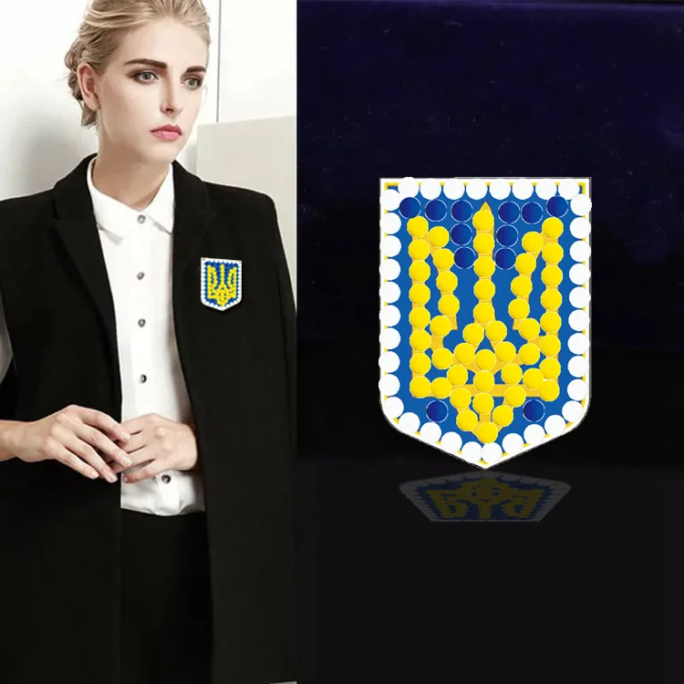DIY Diamond Painting Acrylic Badge Accessories Ukrainian Flag(2pcs)
