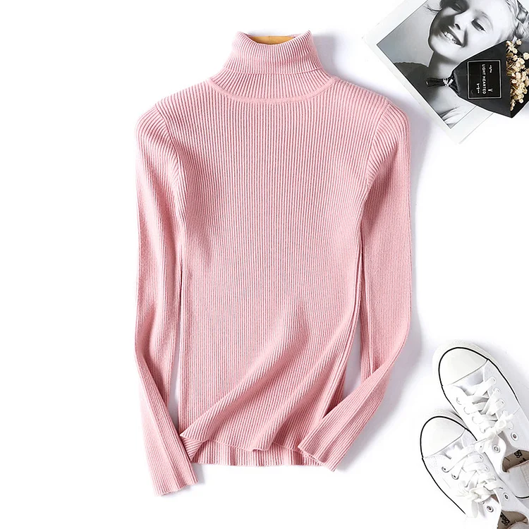 PASUXI Fashion Custom Women Long Sleeve Turtleneck Women High Neck Women's Knitted Pullover Sweater huanwei