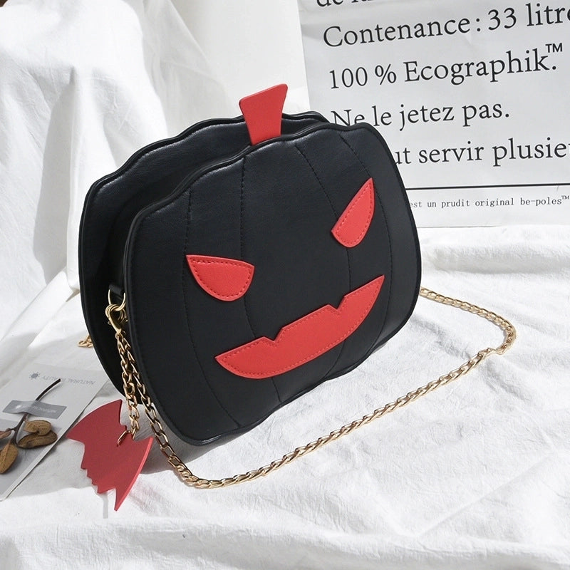 Halloween Women’S Small PU Leather Pumpkin Streetwear Zipper Chain Bag