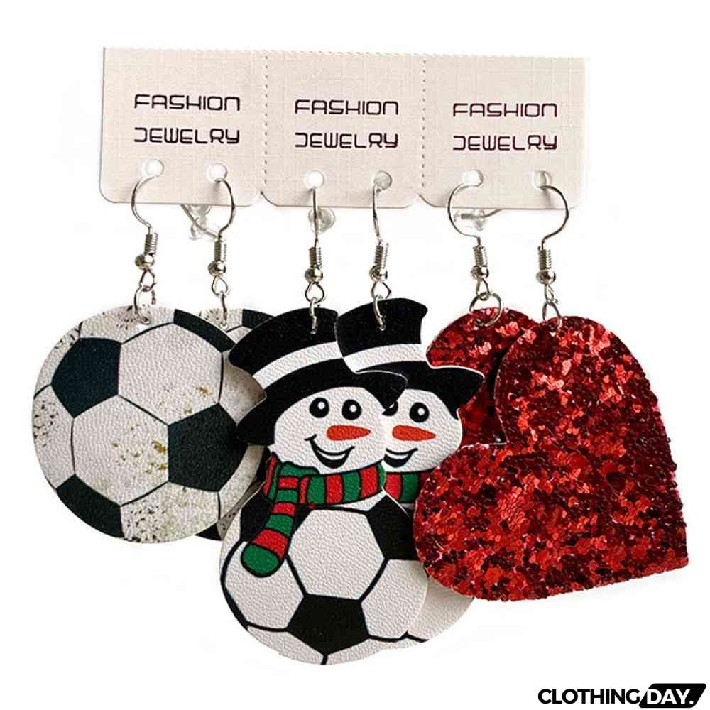 Snowman, Ball, and Heart Earrings Set