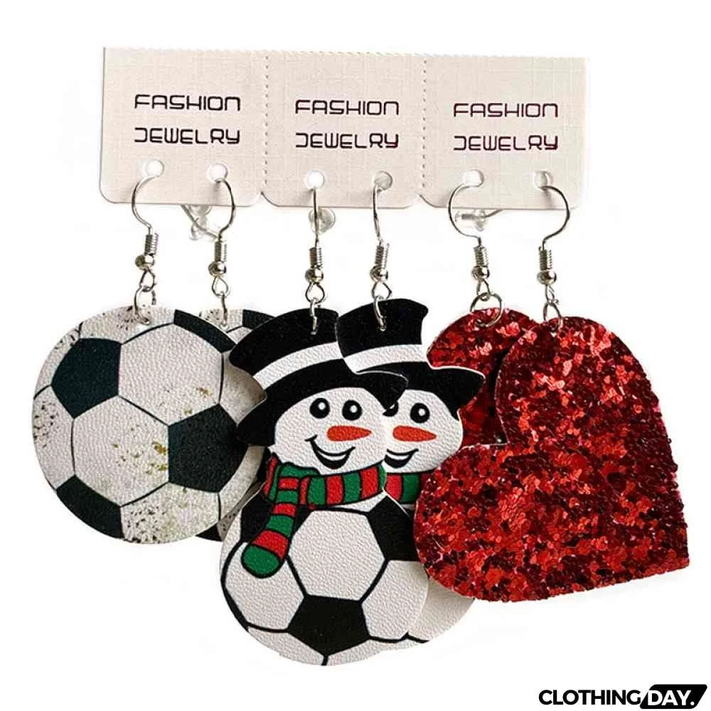 Snowman, Ball, and Heart Earrings Set