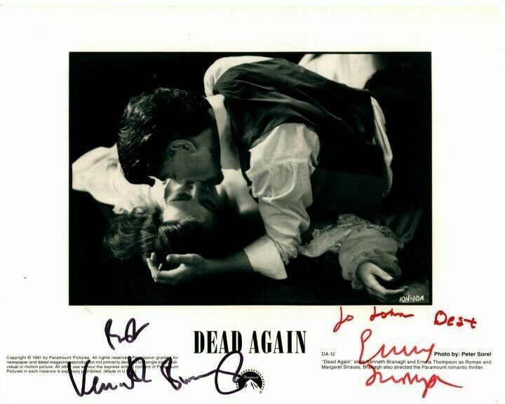 KENNETH BRANAGH and EMMA THOMPSON Signed DEAD AGAIN Photo Poster paintinggraph - To John