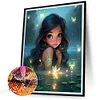 (40*50cm)Girl and Butterfly - Round Partial AB Drill Diamond Painting
