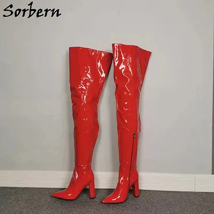 VCSHOES Block Heel Over The Knee Boots For Women Custom Wide Thigh Fit Boot For Drag Queen Chunky Heel Side Zipper Shoes Female
