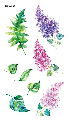 52 Kinds Watercolor Flora Lavender Waterproof Fake Tattoos Temporary Women Arm Chest Ankle Stickers Floral Body Art Tatto Flower