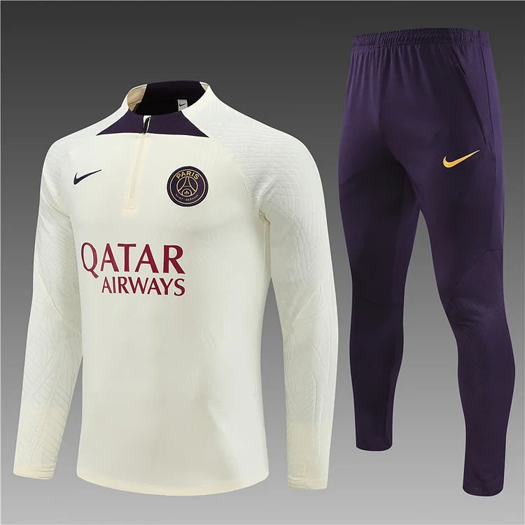 2023-24 Paris Beige Half-Drawn Training Suit