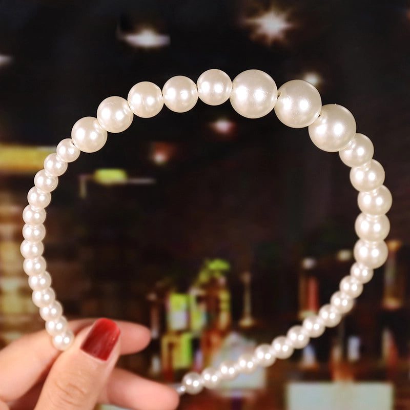 Women’s Fashion Waves Alloy Inlay Artificial Pearls Headwear