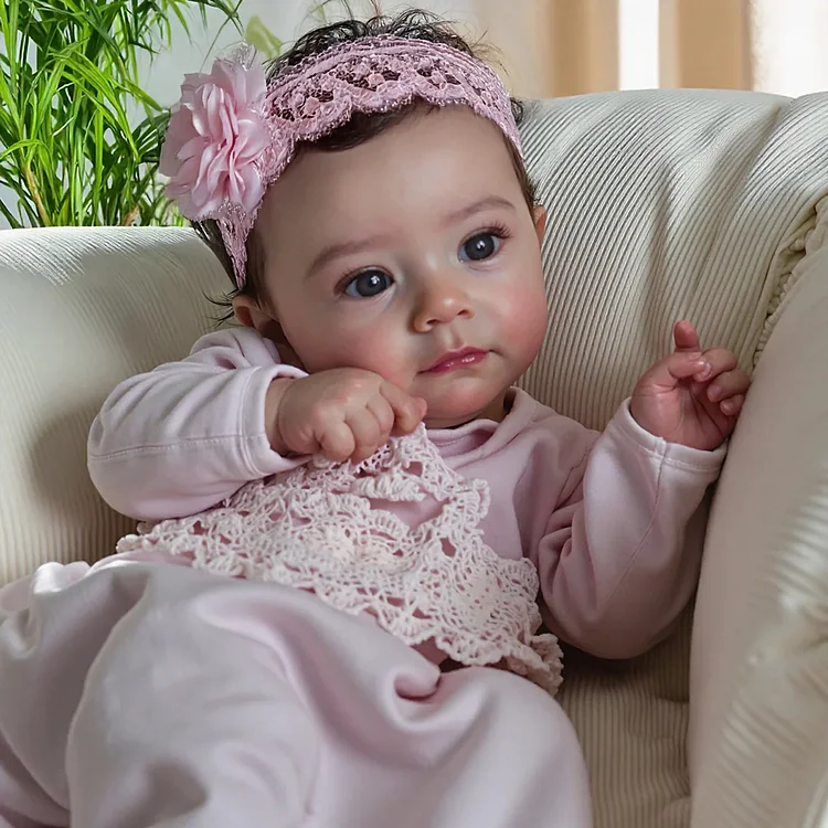 [3-7 Days Delivery][Heartbeat💖 & Sound🔊] 18" Lifelike Reborn Baby Toddler Girl Grema Has Realistic Skin Blue Eyes and Brown Hair