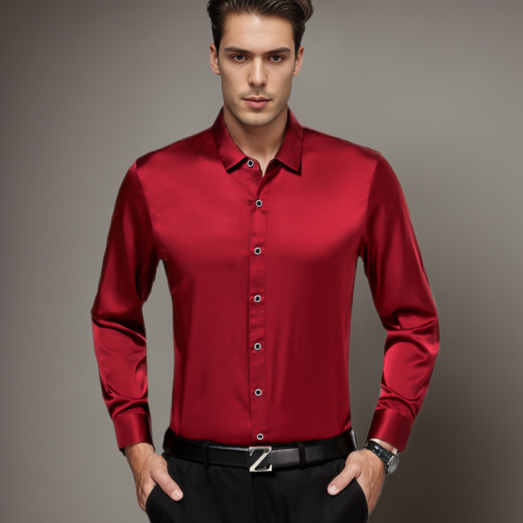 No-Iron Wrinkle-Free Men's Silk Shirt Classic Style Long Sleeves REAL SILK LIFE