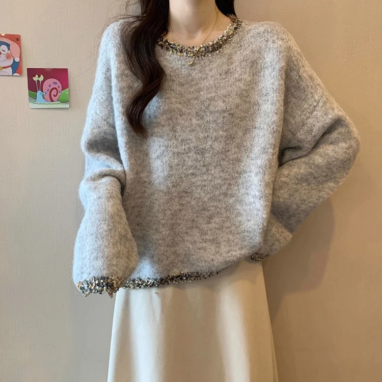 Athvotar Athvotar Velvet] Fashion Sweet Bow Soft-Cuffed Cardigan Women's Autumn And Winter New Loose Temperament Sweater
