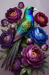 Luxury AB Velvet Diamond Painting Kit - Bird and Flower