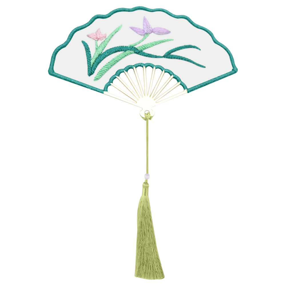 

Orchid - Fan Shaped Bookmark Embroidery - Cross Stitch, 501 Original