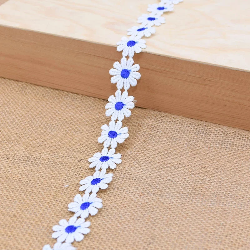 3Yards 25mm Colorful Daisy Flower Lace Trim Knitting Wedding Embroidered Diy Handmade Patchwork Ribbon Sewing Supplies Crafts