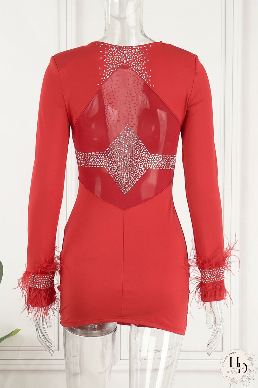 Black Sexy Hot Drilling Patchwork Hot Drill O Neck Sheath Dresses