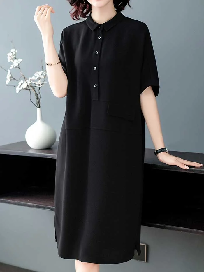 Acetate satin chiffon shirt dress