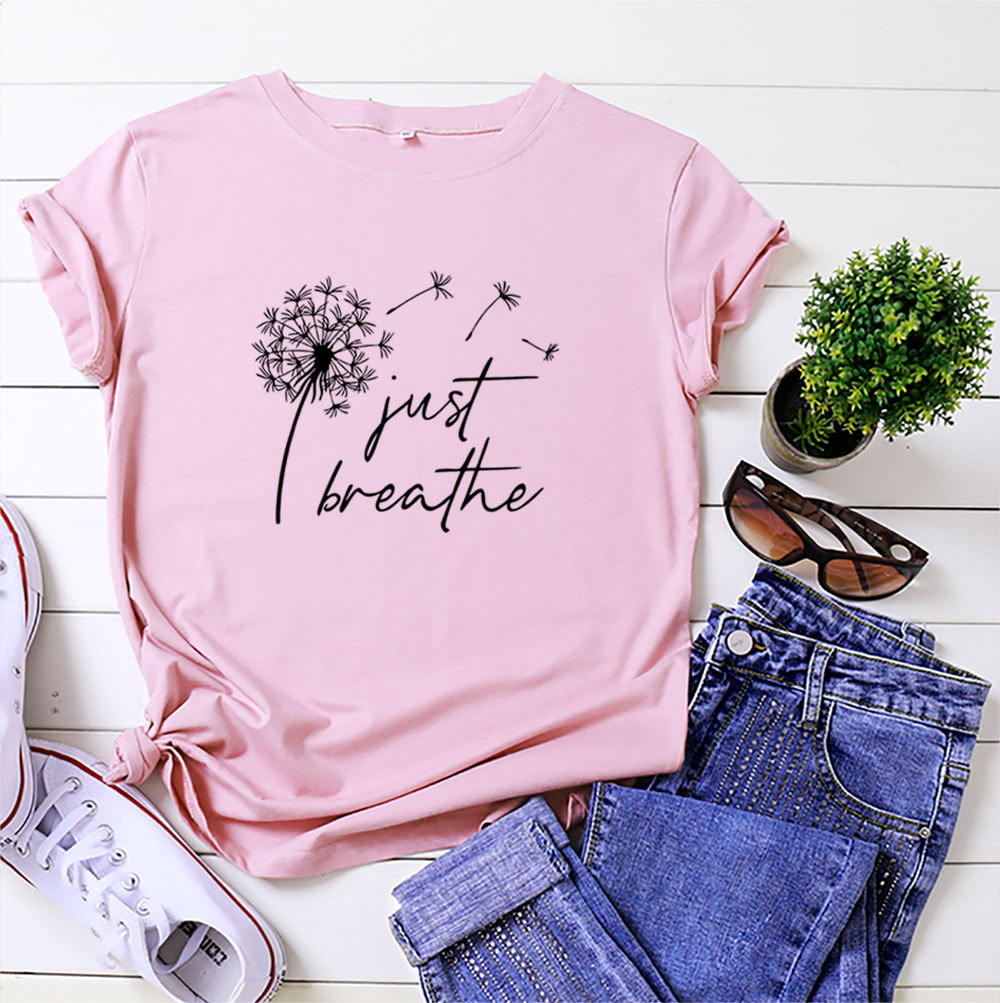 Just Breathe Dandelion Women's Cotton T-Shirt | ARKGET