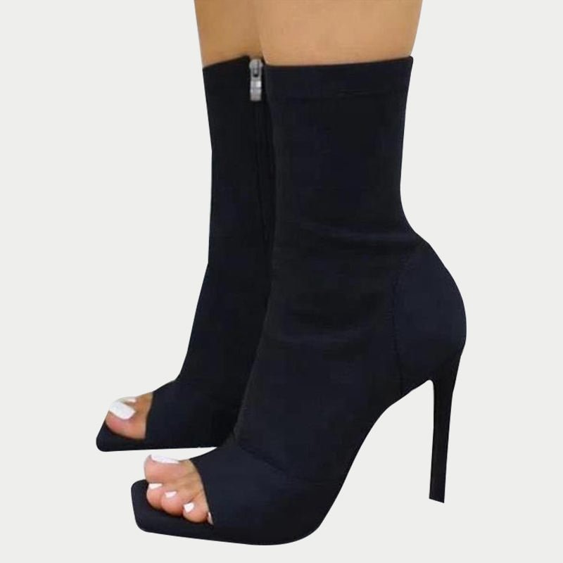 Women's Booties Peep Toe Solid Color Side Zipper Stiletto Heels