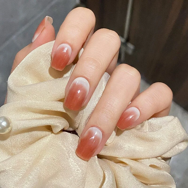 24pcs Women Pure Color Fashion Fake Nail Girls Sweet Pink Frosted Matte Wearable Fake Nails Square Head Nail Art Tips TN-Nail Inspo