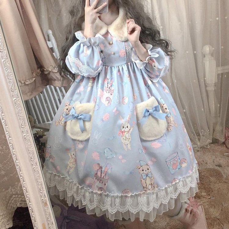 Lolita Bunny Bear Donut Long Sleeve Dress SP15400
