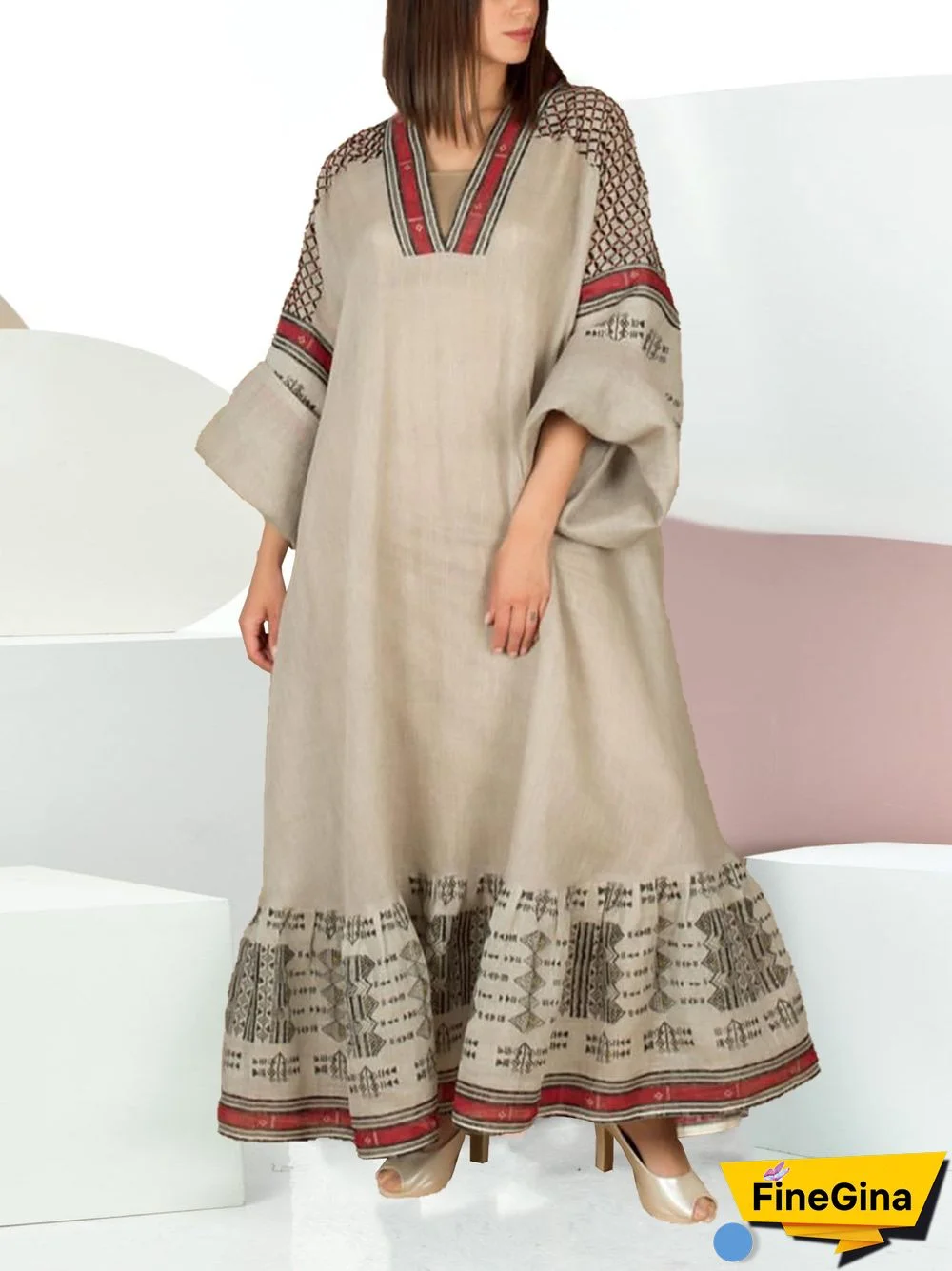 Ramadan Loose Puff Sleeve Women Dress
