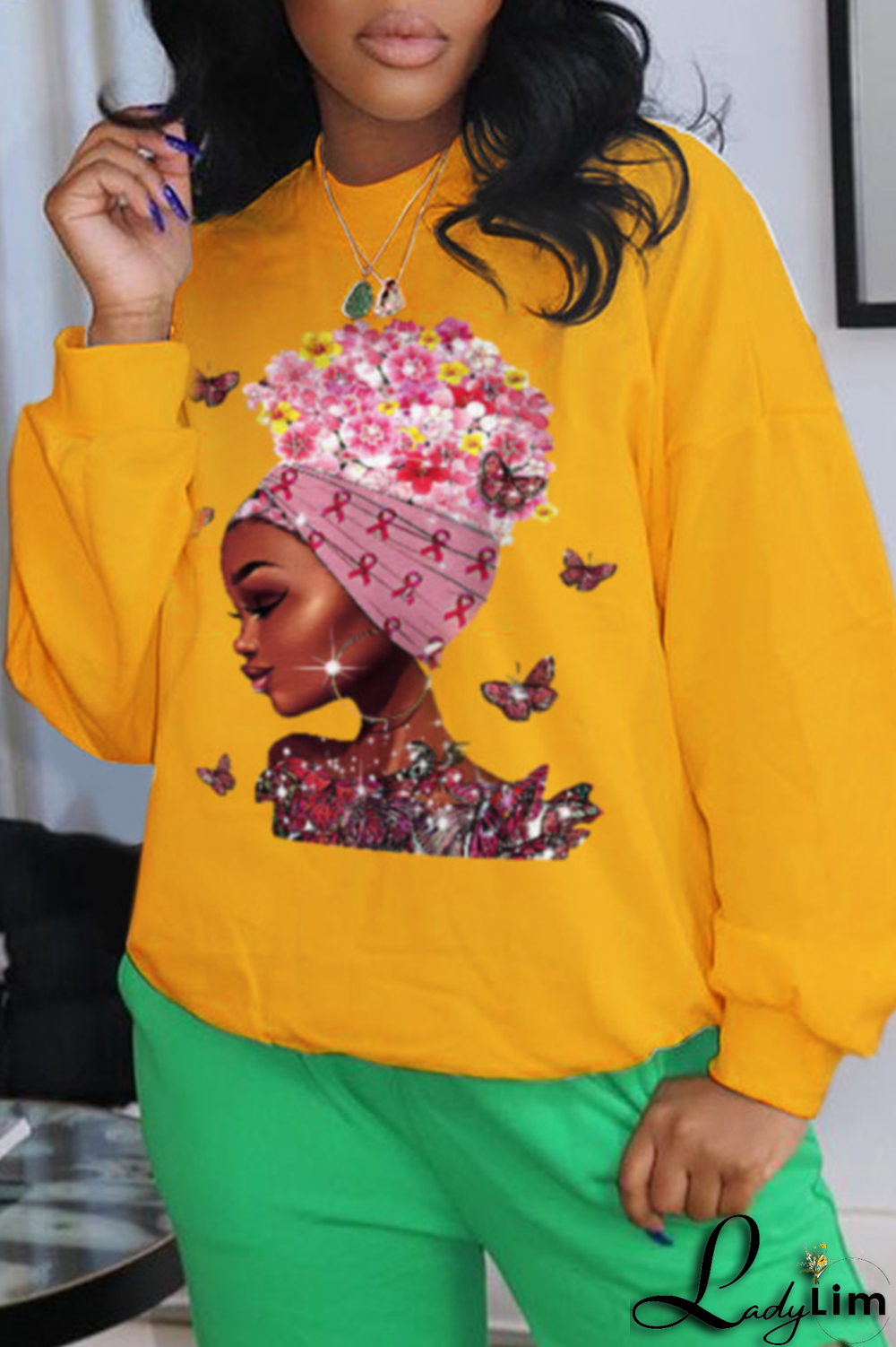 Grey Fashion Vintage Butterfly Print Patchwork O Neck Tops