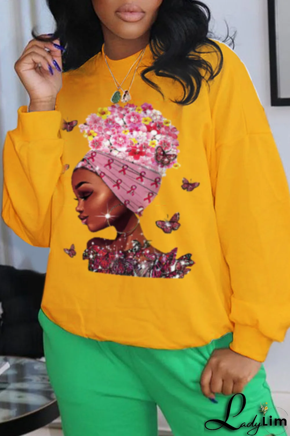 Grey Fashion Vintage Butterfly Print Patchwork O Neck Tops