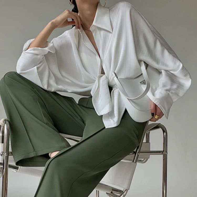 Satin Ballon White Sleeve Blouse QueenFunky