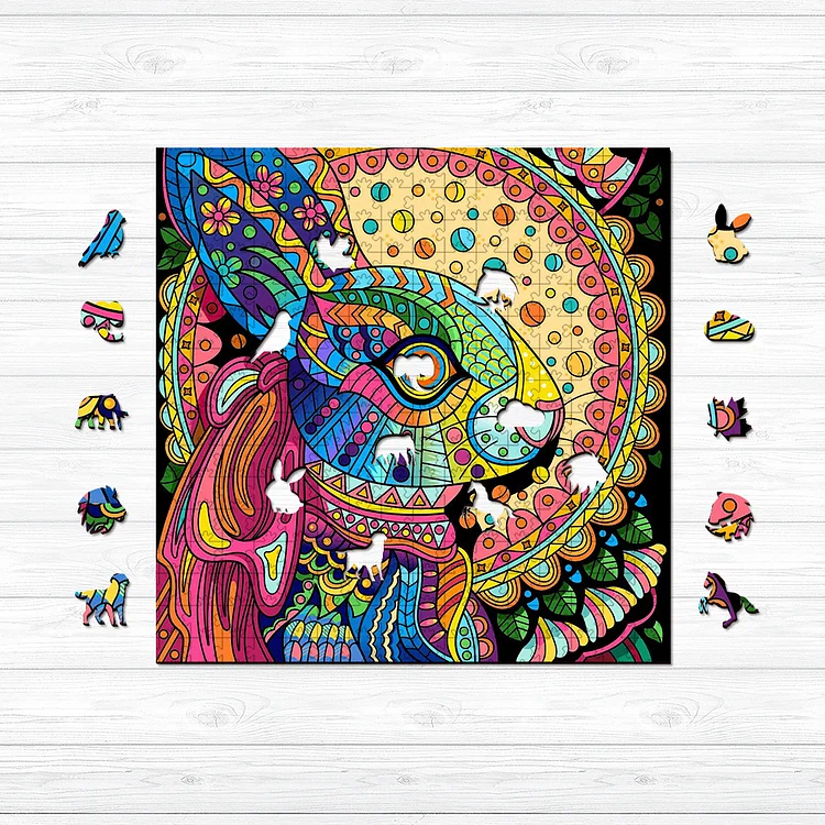 Ericpuzzle™ Ericpuzzle™Colorful Rabbit Wooden Jigsaw Puzzle