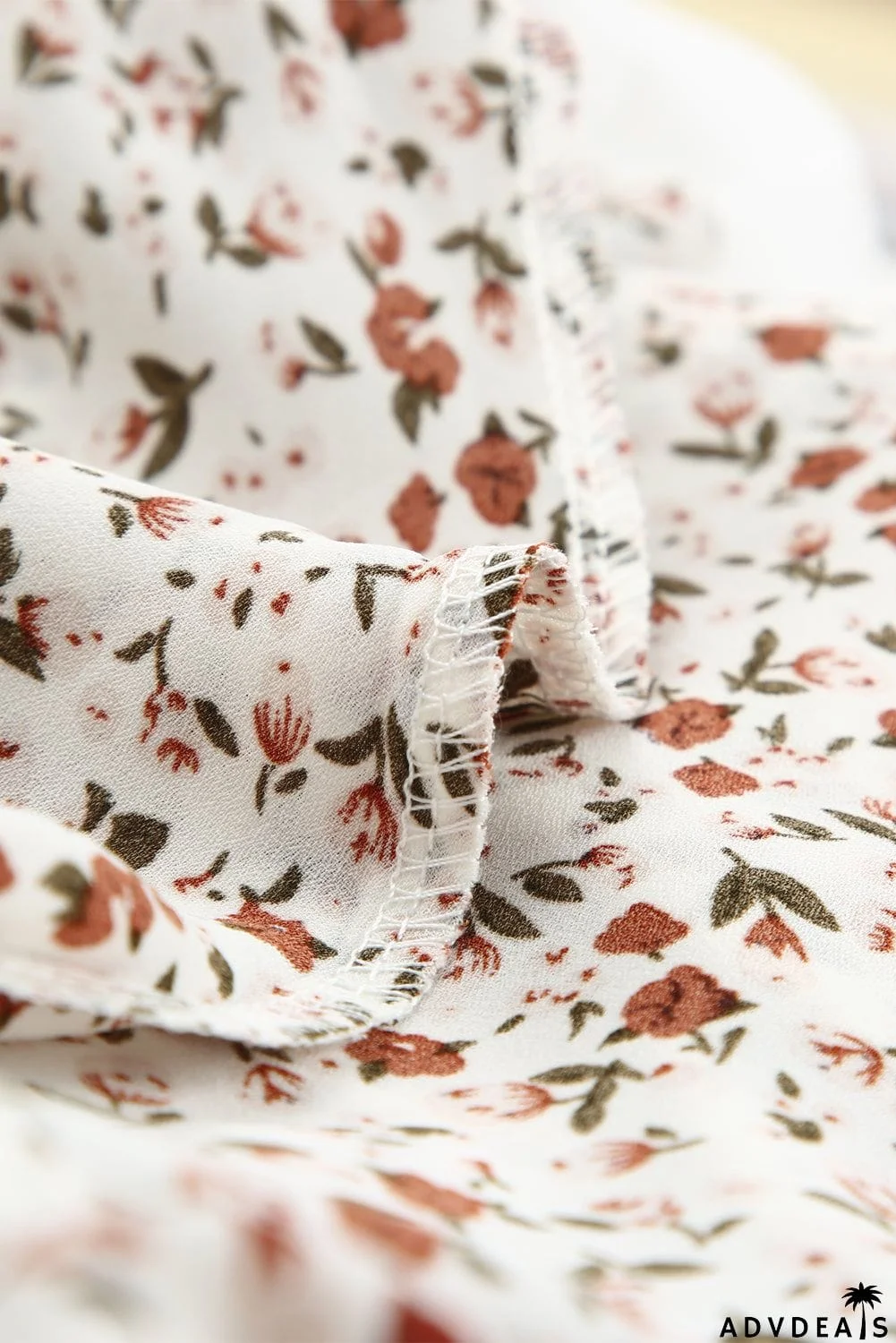 Floral Print Front Tie Ruffled Long Sleeve Blouse