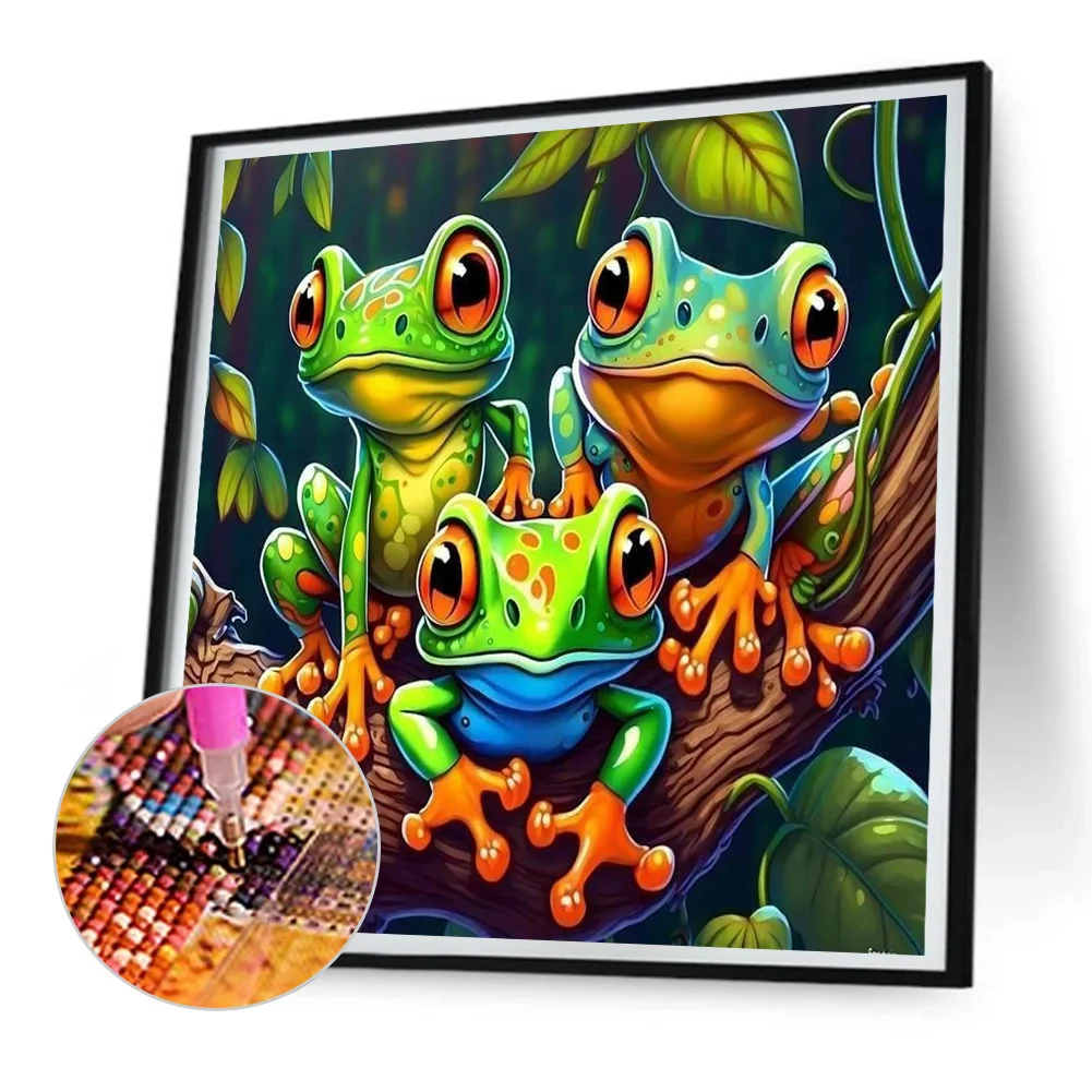 Three Little Frogs 30*30CM(Canvas) Full Round Drill Diamond Painting