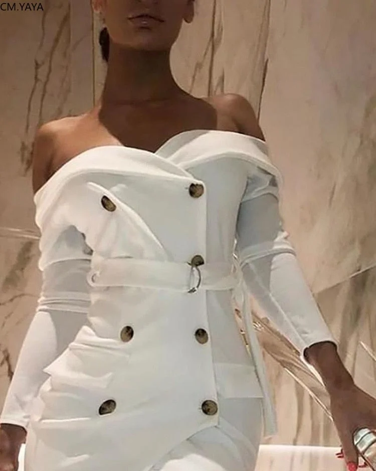 GL Women Winter Full Sleeve Bodycon Slash Neck Sashes Buttons Dress Sexy Casual Club Night Party Bandage Dresses Fashion