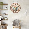2D DIY Acrylic Blue Flower Diamond Painting Wall Clock Pendant w/ Clock Function