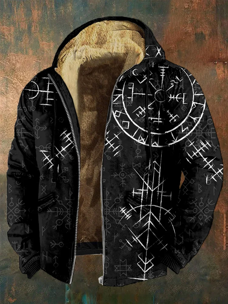 VChics Men's Viking Compass Vegvisir Graphic Cozy Full Zip Hoodie