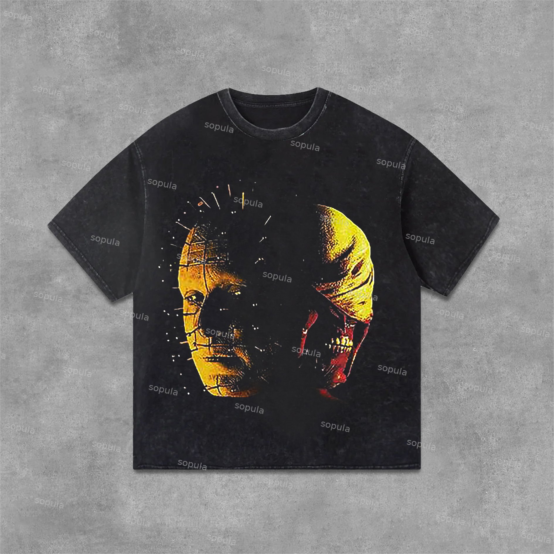Sopula Mummy Graphic Print Acid Washed T-Shirt - SOPULA