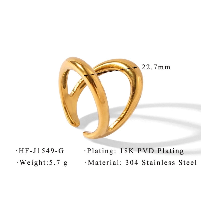 Minimalist Classic Style Solid Color 304 Stainless Steel Plating Rings
