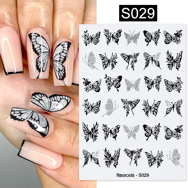 1 Pc White Gold Laser Leaves 3D Nail Stickers Leaf Cute Spring Sliders for Nails Flowers Adhesive Sticker Nail Art Design Decal-Nail Inspo
