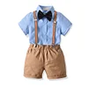 Kids Boy Birthday Party Formal Bow Tie Shorts Sets