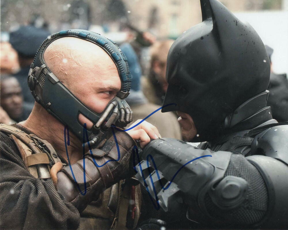 CHRISTIAN BALE SIGNED AUTOGRAPH 8X10 Photo Poster painting - BATMAN THE DARK KNIGHT W/ TOM HARDY