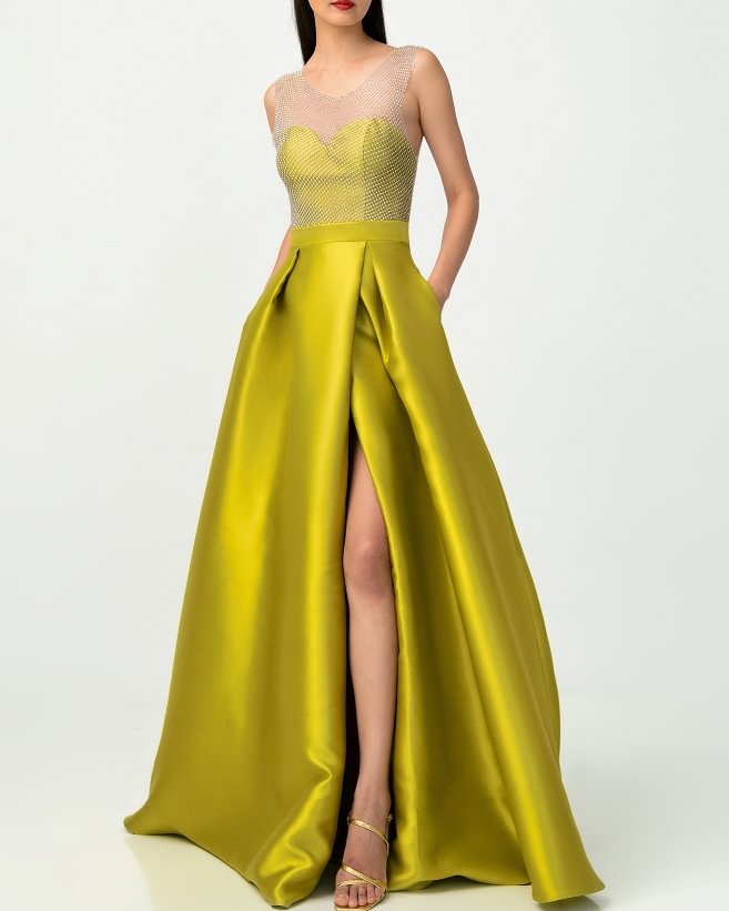 A-line slit gown dress