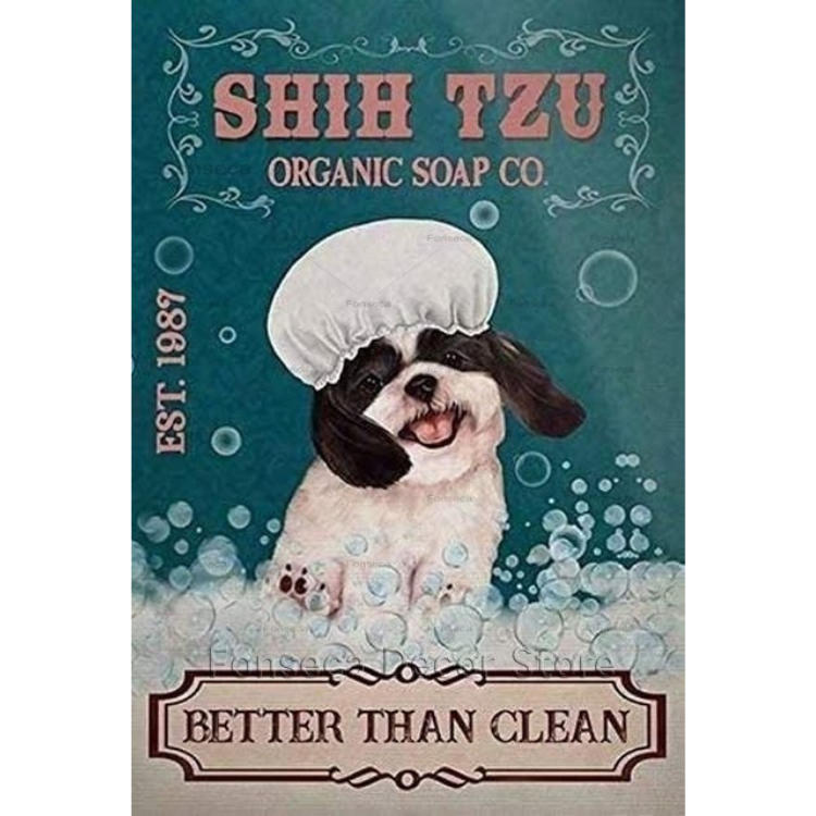 Shih Tzu Organic Soap Co. - Vintage Tin Signs/Wooden Signs - 7.9x11.8in & 11.8x15.7in