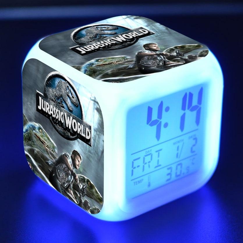 Jurassic World 3 Dominion Digital Alarm Clock Wake Up LED Night Light Bedside Clock Birthday Gifts for Kids