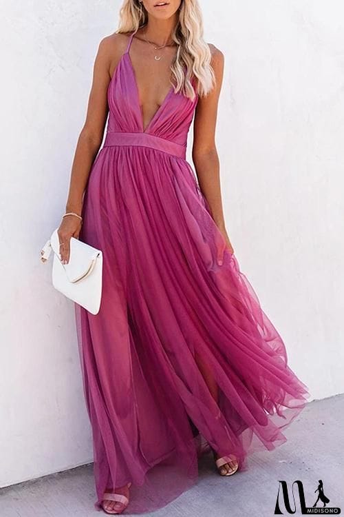MidiSono - V Neck Backless Maxi Dress
