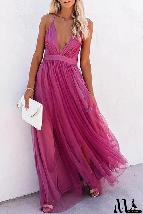 MidiSono - V Neck Backless Maxi Dress