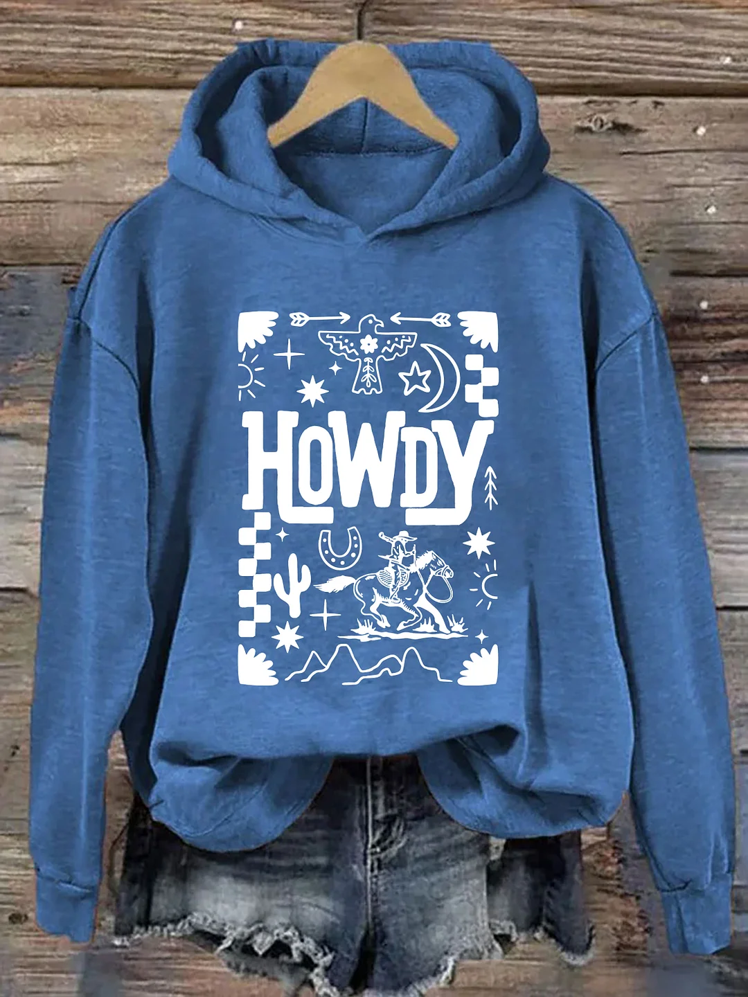 Howdy Cowboy Retro Floral Western Hoodie