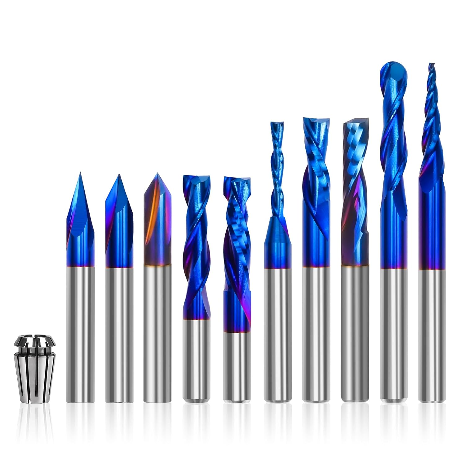 LUNYEE 10PCS CNC Router Bits Set 1/4 Inch Shank