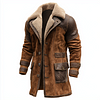 Men's Vintage Brown Suede Leather Shearling Coat by Inlyline