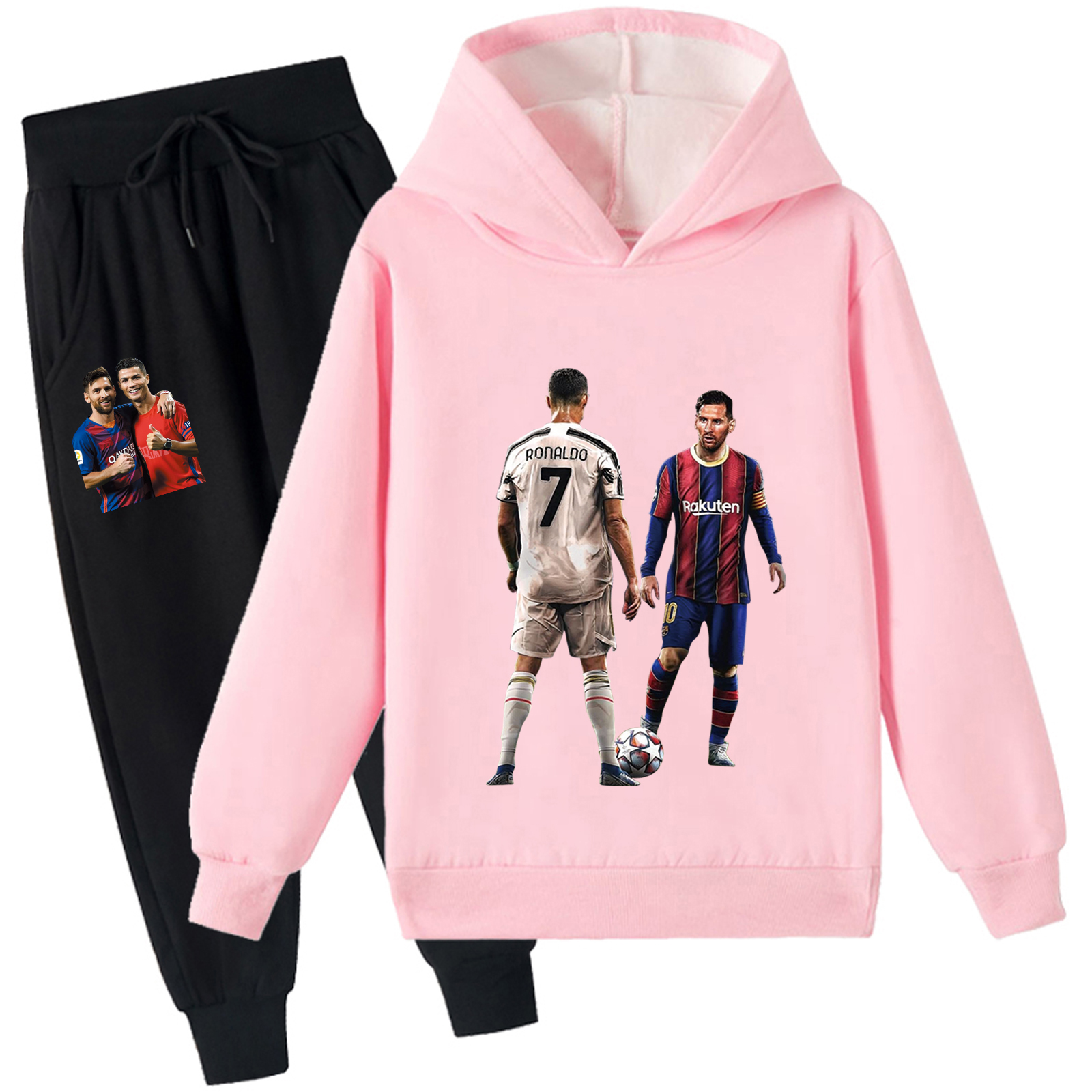 Mayoulove Cristiano Ronaldo Fleece Hoodie Set for Kids - Stylish Sportswear for Boys  Girls, Perfect Gift for Fans-Mayoulove