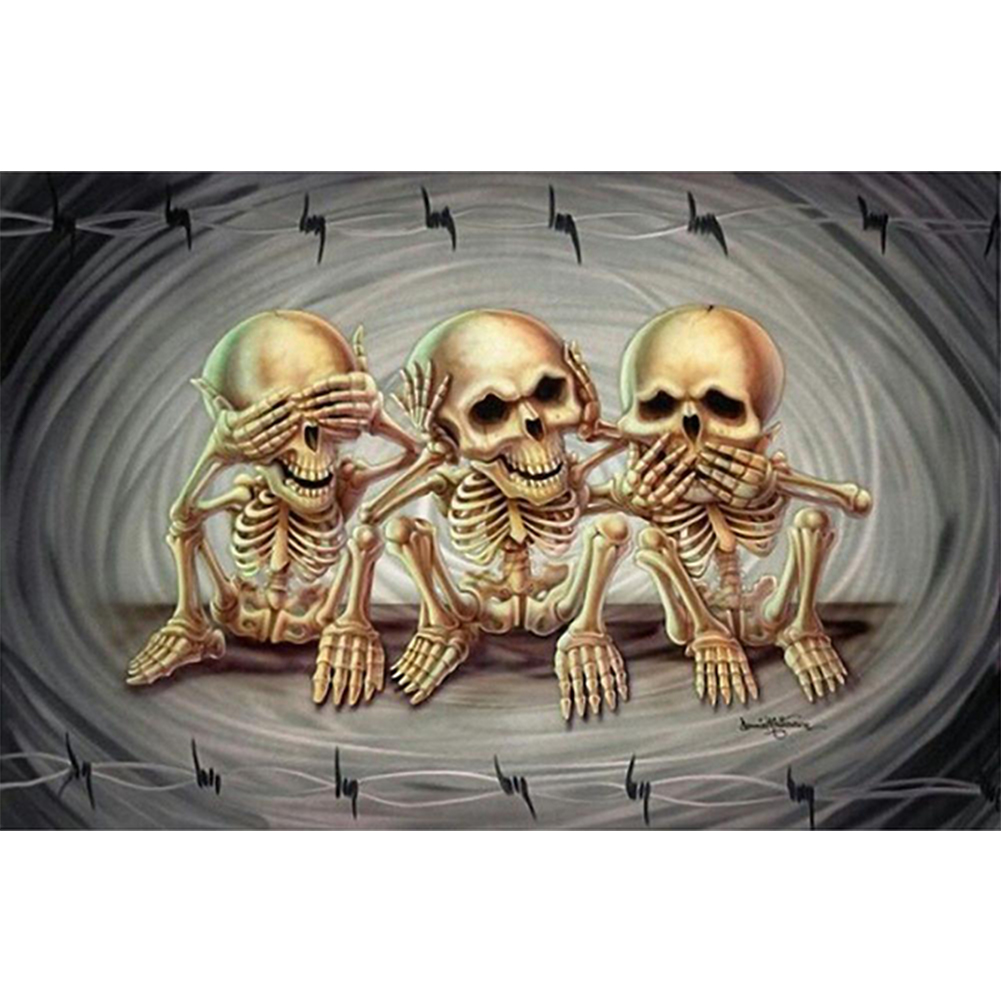 Three Skeletons (60*40CM) 11CT Stamped Cross Stitch gbfke