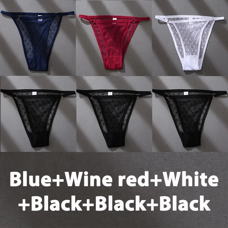 6PCS/Set Finetoo Panties Women's Perspective Panties Sexy Underwear Lace Panties Female Lingerie Briefs Intimate Plus Size M-XXL