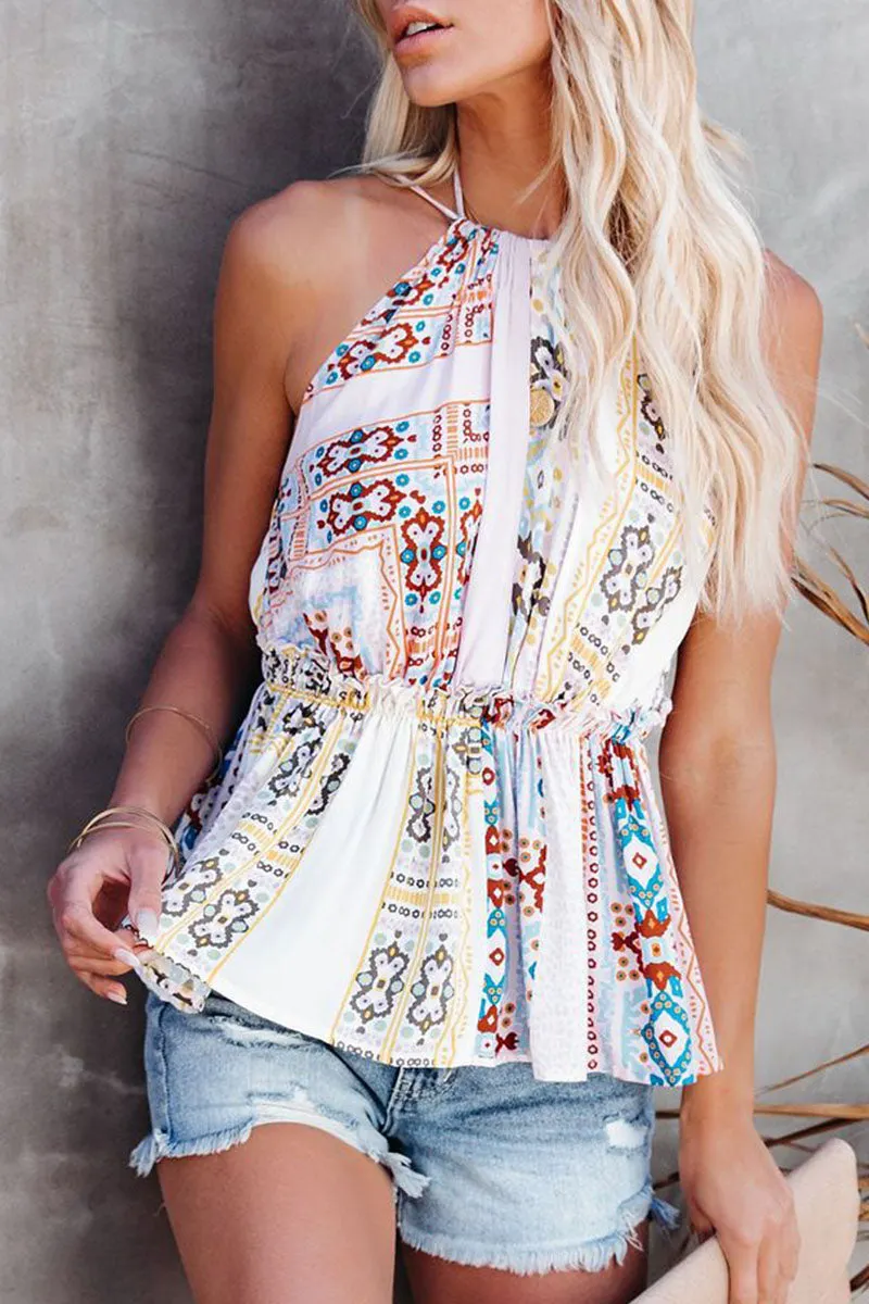 Fashion Street Print Halter Tops